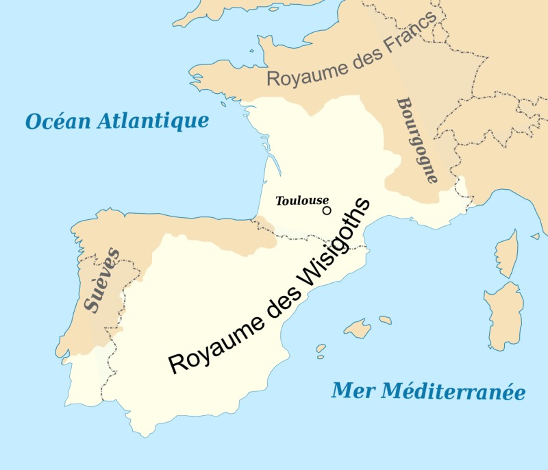 Histoire de Toulouse - Carte du royaume wisigoth