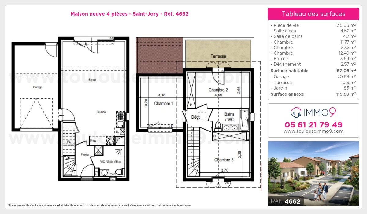 Plan et surfaces, Programme neuf Saint-Jory Référence n° 4662