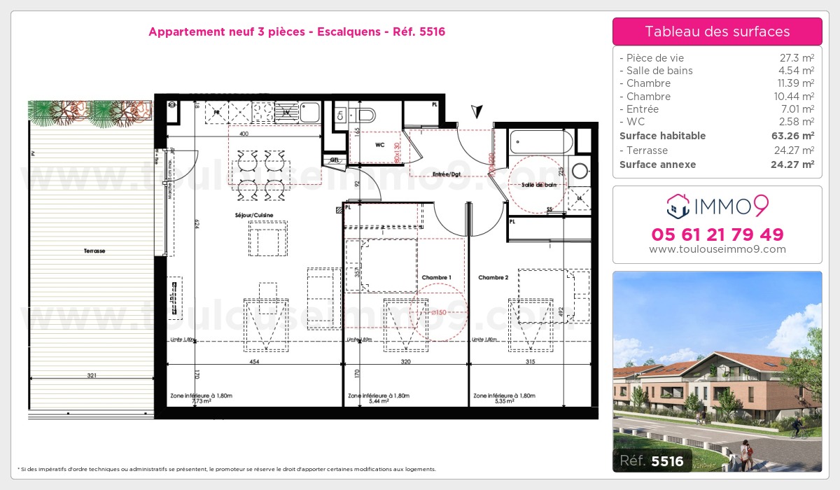 Plan et surfaces, Programme neuf Escalquens Référence n° 5516