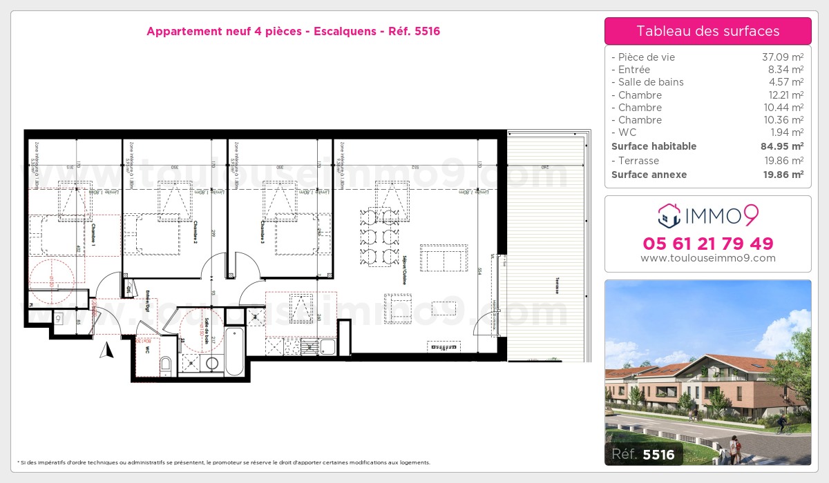 Plan et surfaces, Programme neuf Escalquens Référence n° 5516