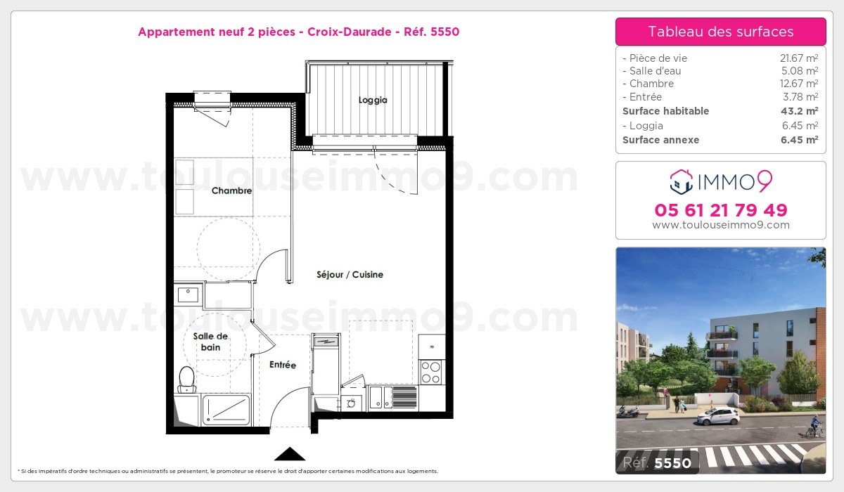 Plan et surfaces, Programme neuf Toulouse : Croix-Daurade Référence n° 5550