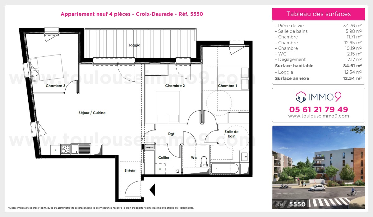 Plan et surfaces, Programme neuf Toulouse : Croix-Daurade Référence n° 5550