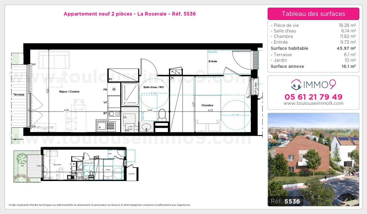 Plan et surfaces, Programme neuf Toulouse : Roseraie Référence n° 5536