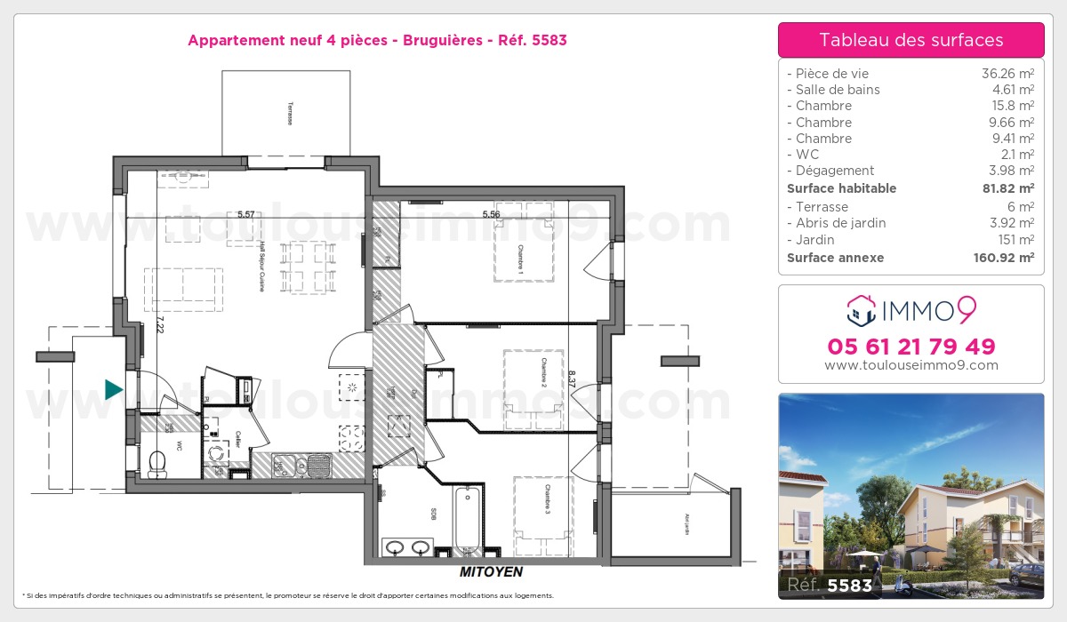 Plan et surfaces, Programme neuf Bruguières Référence n° 5583