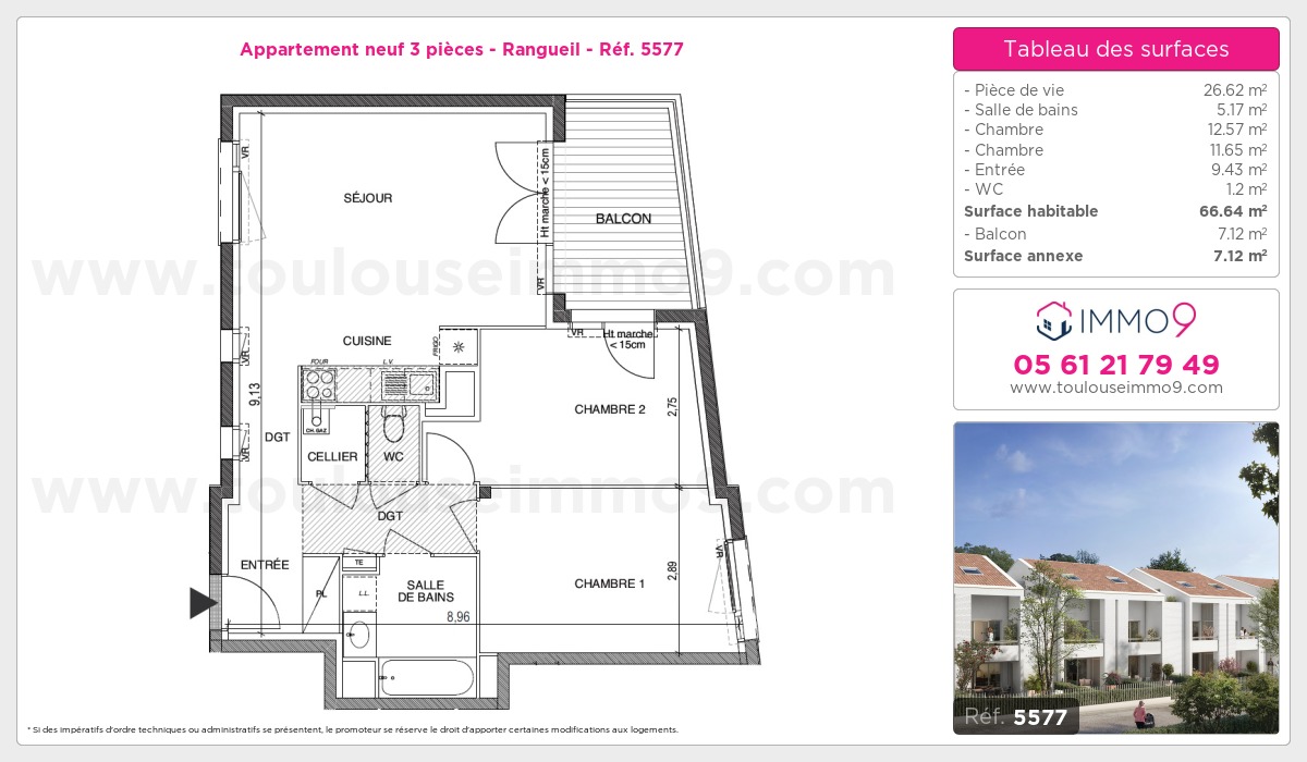 Plan et surfaces, Programme neuf Toulouse : Rangueil Référence n° 5577