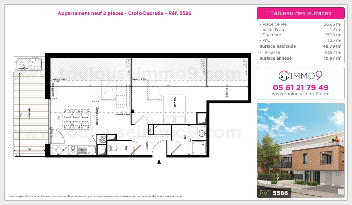 Plan et surfaces, Programme neuf Toulouse : Croix-Daurade Référence n° 5586