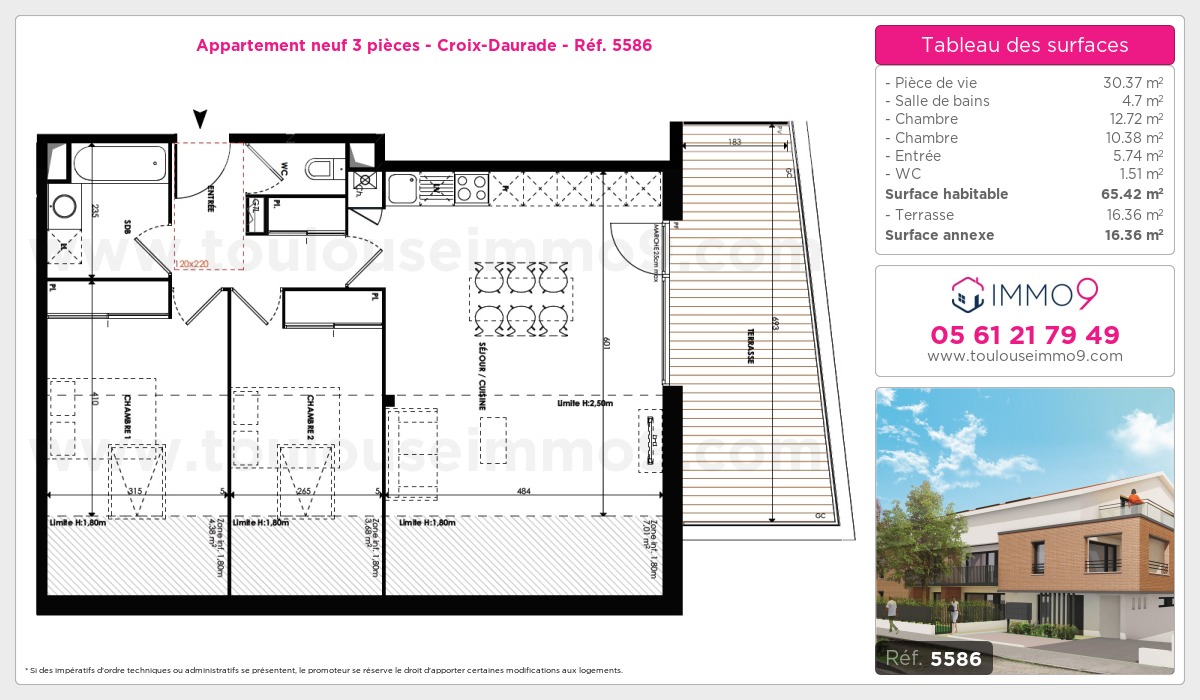Plan et surfaces, Programme neuf Toulouse : Croix-Daurade Référence n° 5586