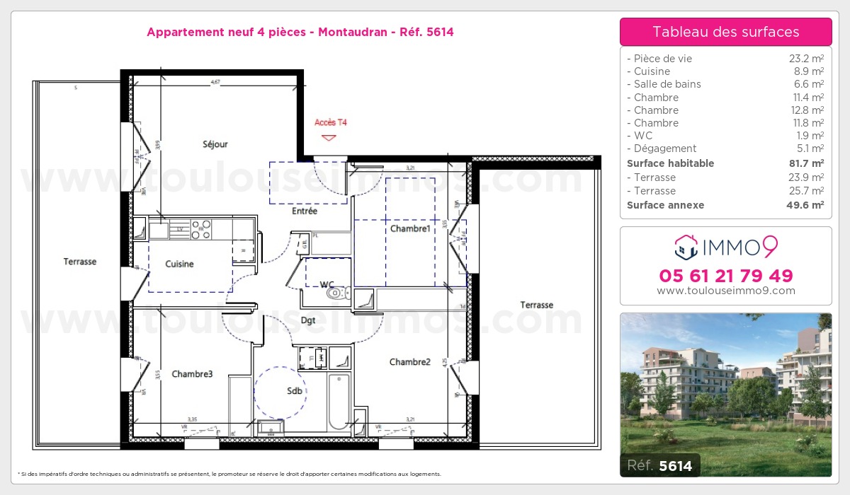 Plan et surfaces, Programme neuf Toulouse : Montaudran Référence n° 5614