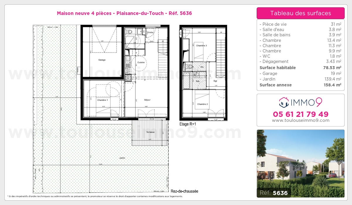 Plan et surfaces, Programme neuf Plaisance-du-Touch Référence n° 5636