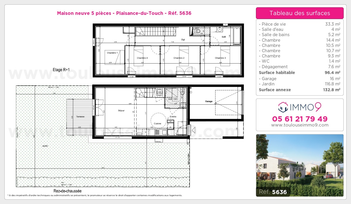 Plan et surfaces, Programme neuf Plaisance-du-Touch Référence n° 5636