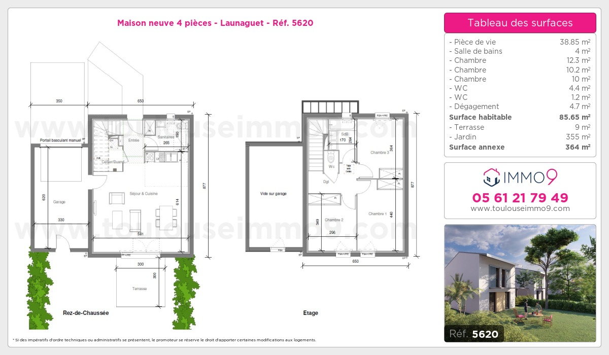 Plan et surfaces, Programme neuf Launaguet Référence n° 5620