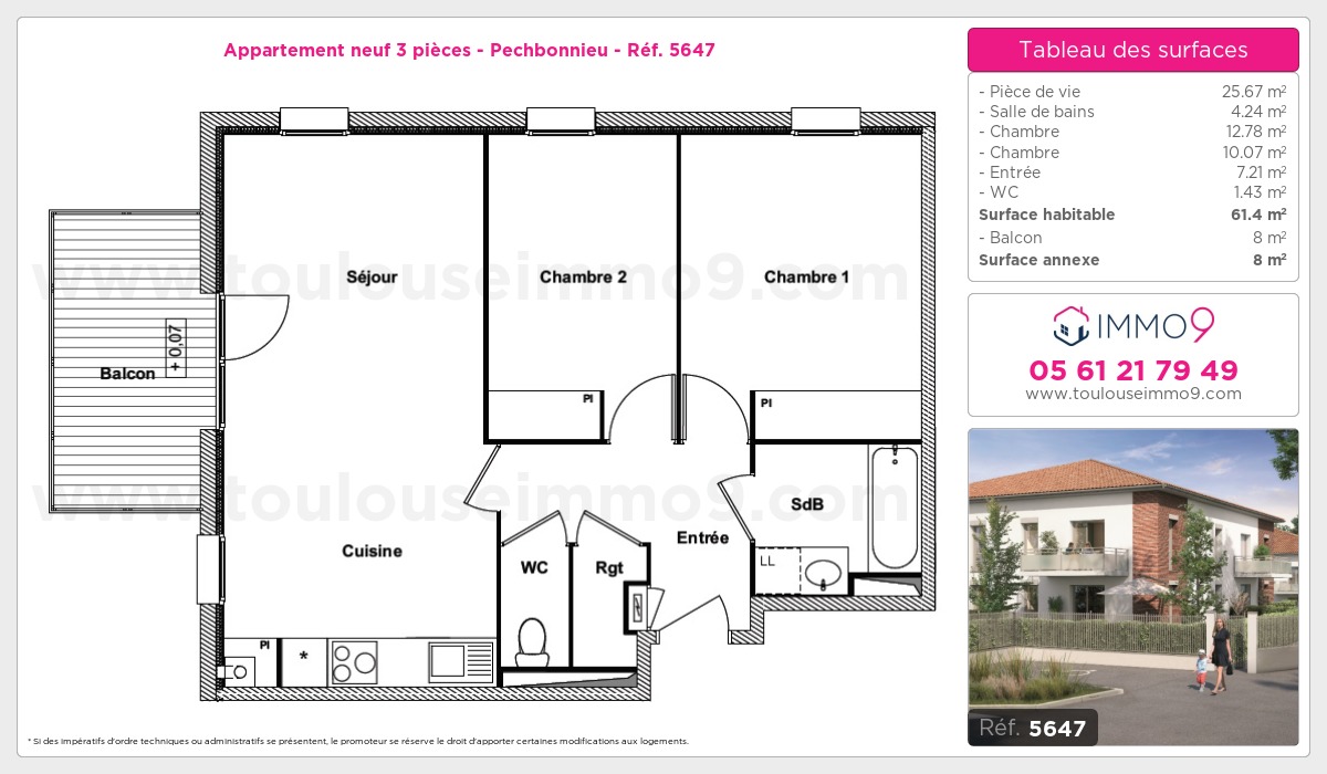 Plan et surfaces, Programme neuf Pechbonnieu Référence n° 5647