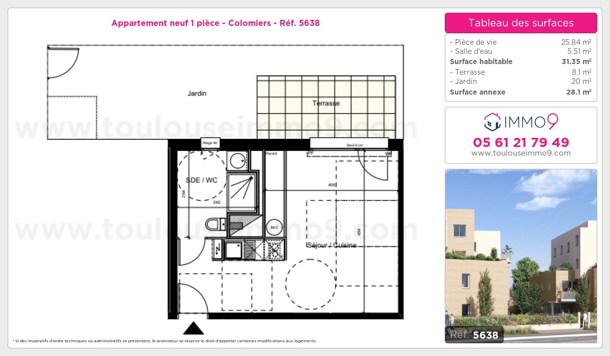 Plan et surfaces, Programme neuf Colomiers Référence n° 5638