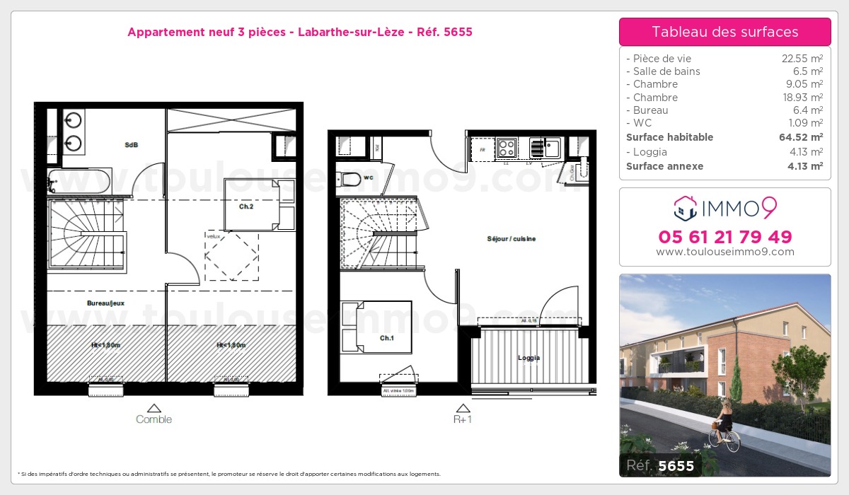 Plan et surfaces, Programme neuf Labarthe-sur-Lèze Référence n° 5655