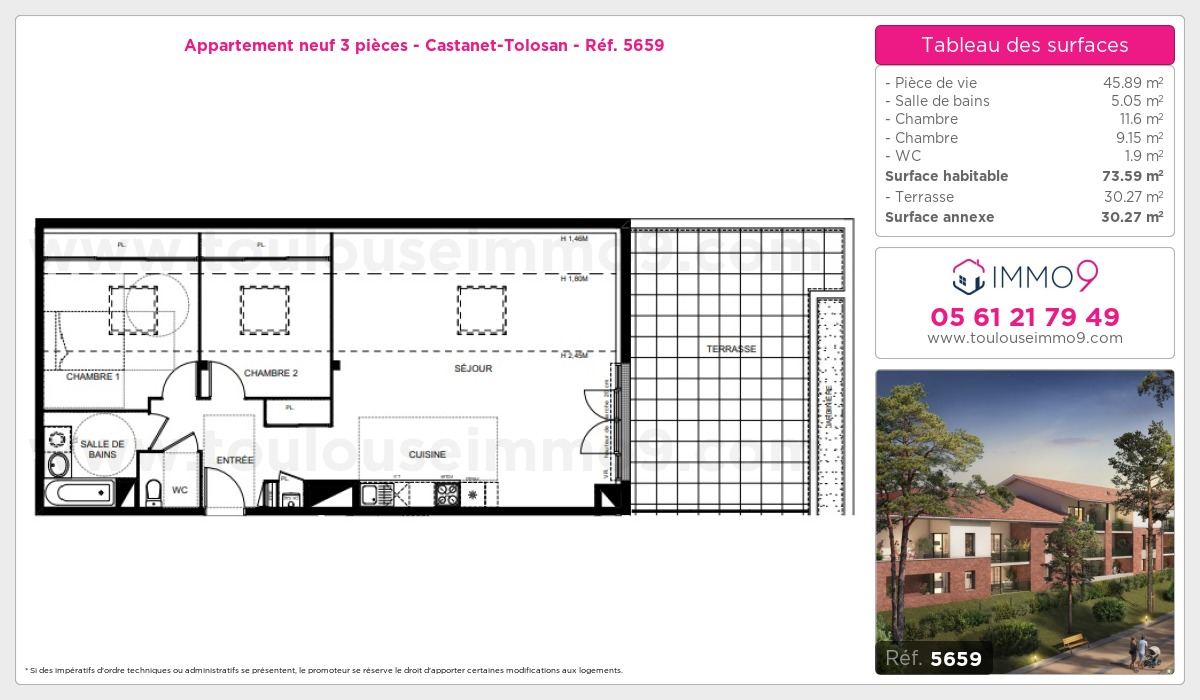 Plan et surfaces, Programme neuf Castanet-Tolosan Référence n° 5659