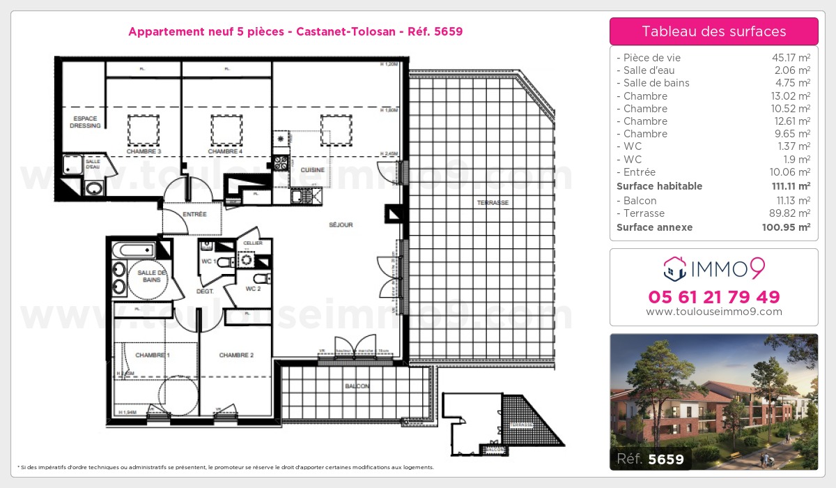 Plan et surfaces, Programme neuf Castanet-Tolosan Référence n° 5659