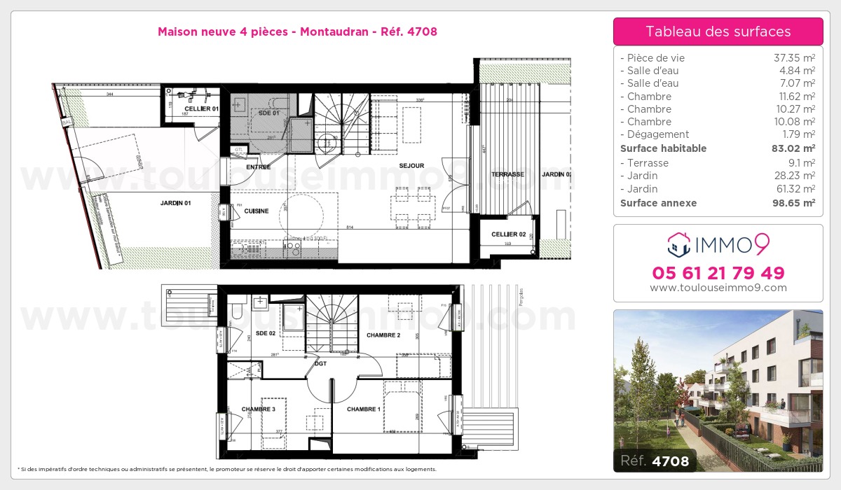 Plan et surfaces, Programme neuf Toulouse : Montaudran Référence n° 4708