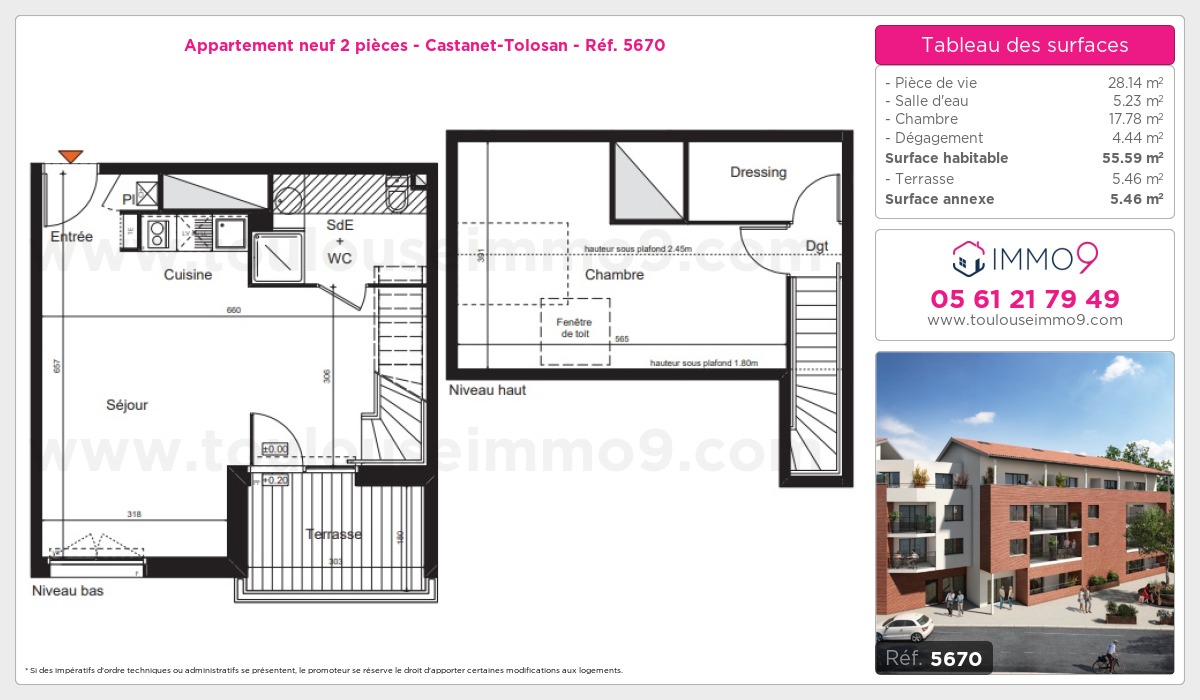 Plan et surfaces, Programme neuf Castanet-Tolosan Référence n° 5670