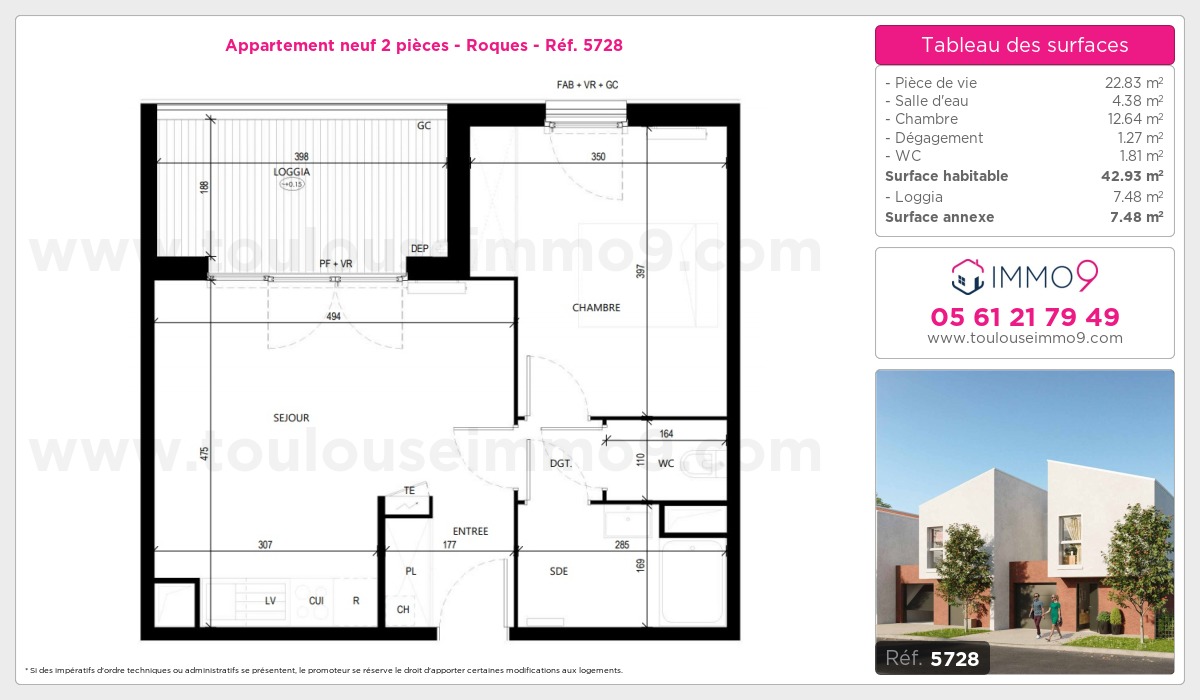 Plan et surfaces, Programme neuf Roques Référence n° 5728