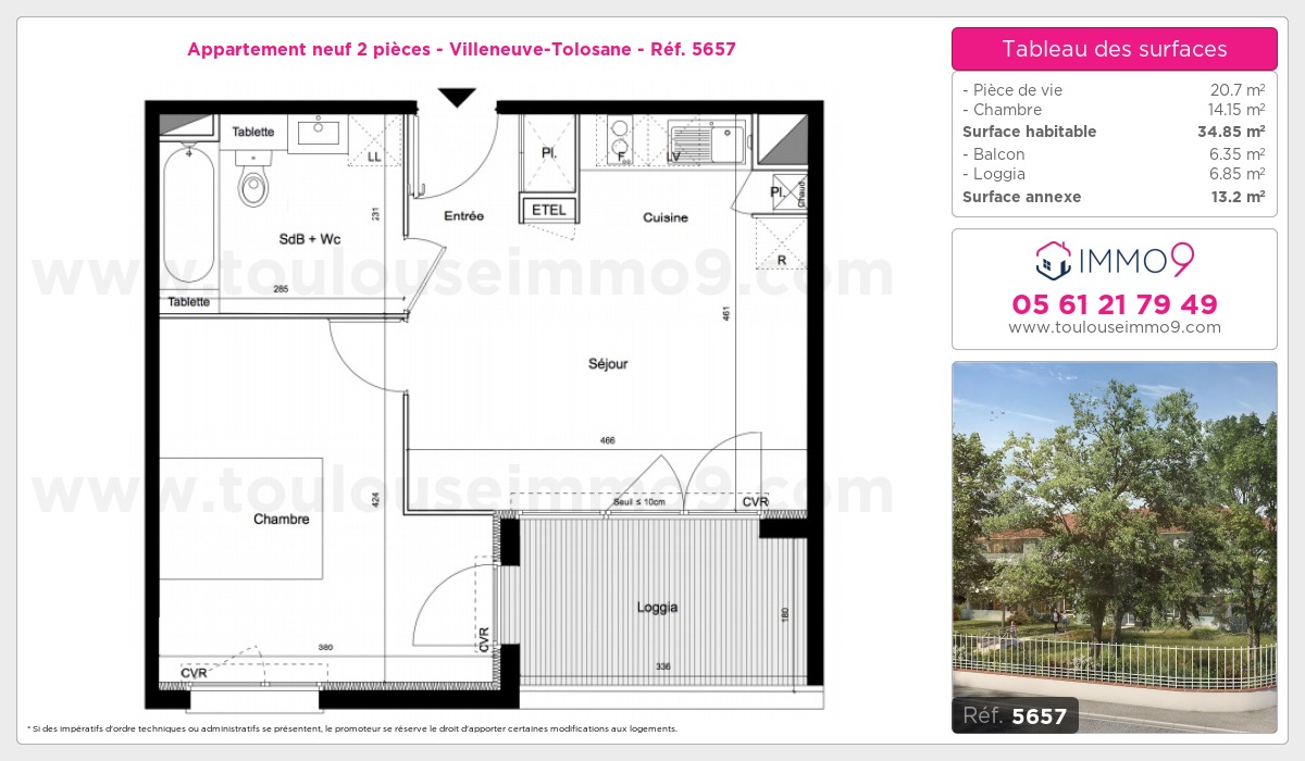 Plan et surfaces, Programme neuf Villeneuve-Tolosane Référence n° 5657