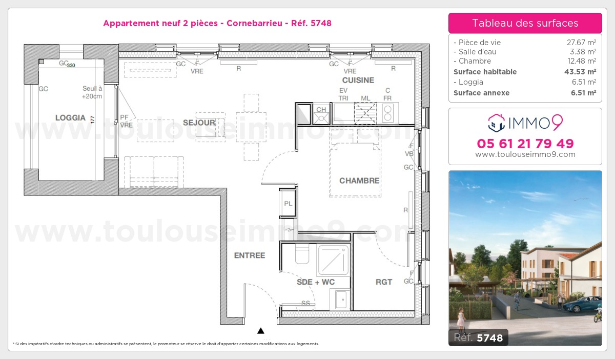 Plan et surfaces, Programme neuf Cornebarrieu Référence n° 5748