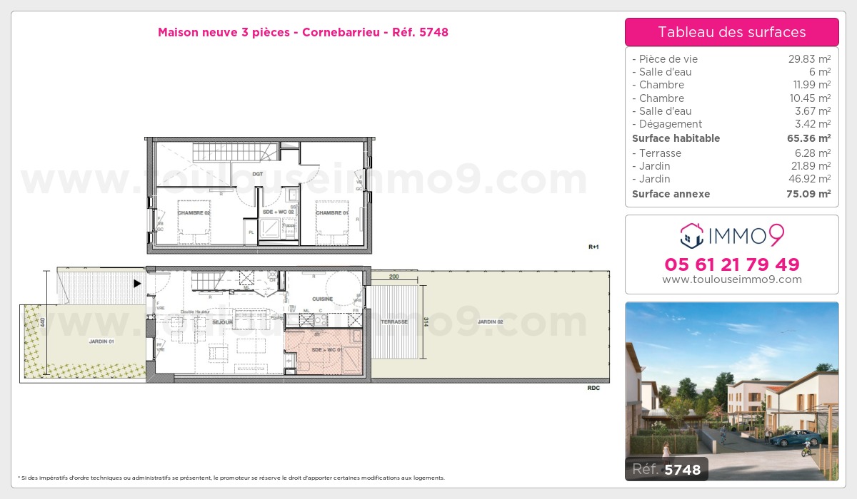 Plan et surfaces, Programme neuf Cornebarrieu Référence n° 5748