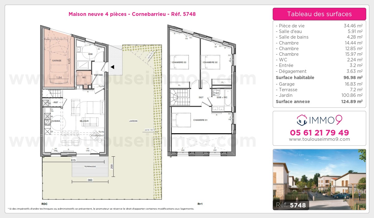 Plan et surfaces, Programme neuf Cornebarrieu Référence n° 5748