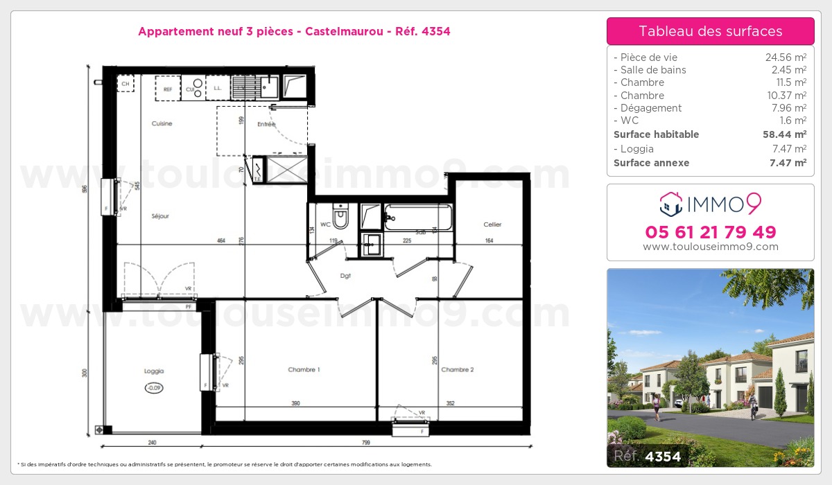 Plan et surfaces, Programme neuf Castelmaurou Référence n° 4354