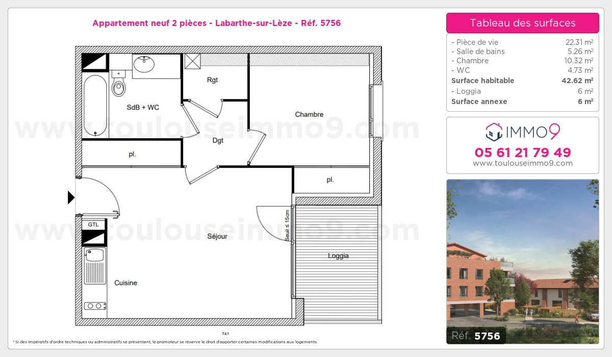 Plan et surfaces, Programme neuf Labarthe-sur-Lèze Référence n° 5756