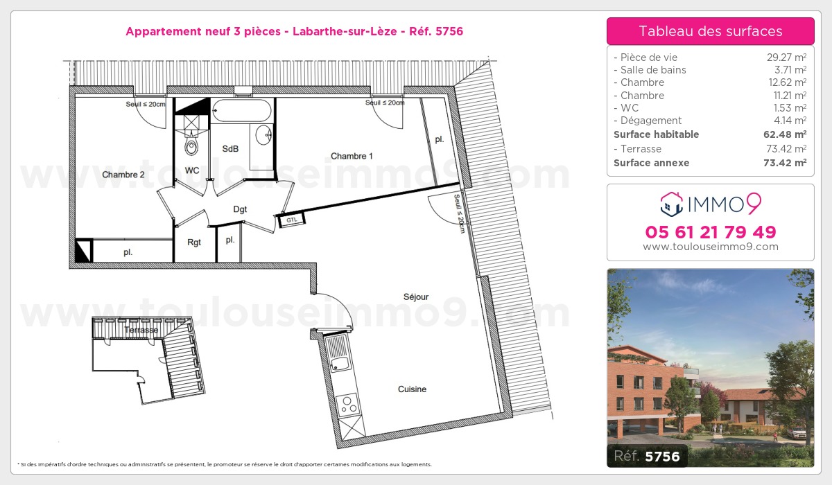 Plan et surfaces, Programme neuf Labarthe-sur-Lèze Référence n° 5756