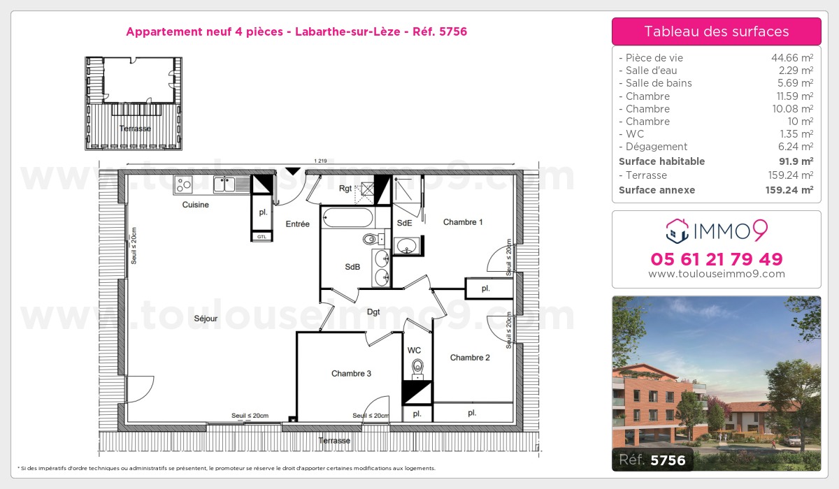 Plan et surfaces, Programme neuf Labarthe-sur-Lèze Référence n° 5756