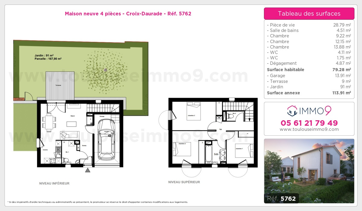 Plan et surfaces, Programme neuf Toulouse : Croix-Daurade Référence n° 5762