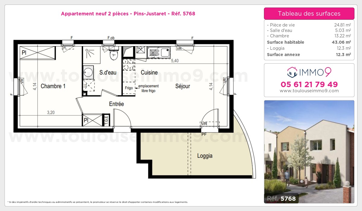 Plan et surfaces, Programme neuf Pins-Justaret Référence n° 5768