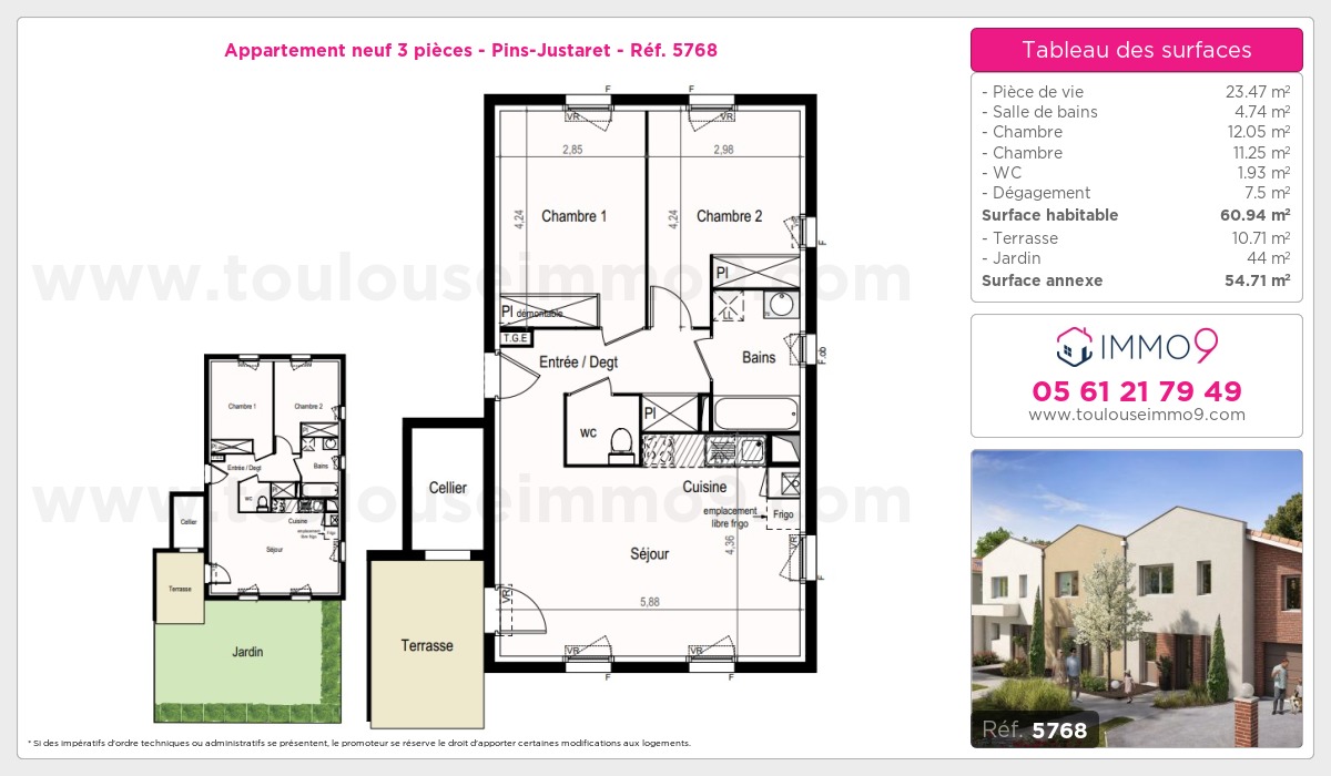 Plan et surfaces, Programme neuf Pins-Justaret Référence n° 5768