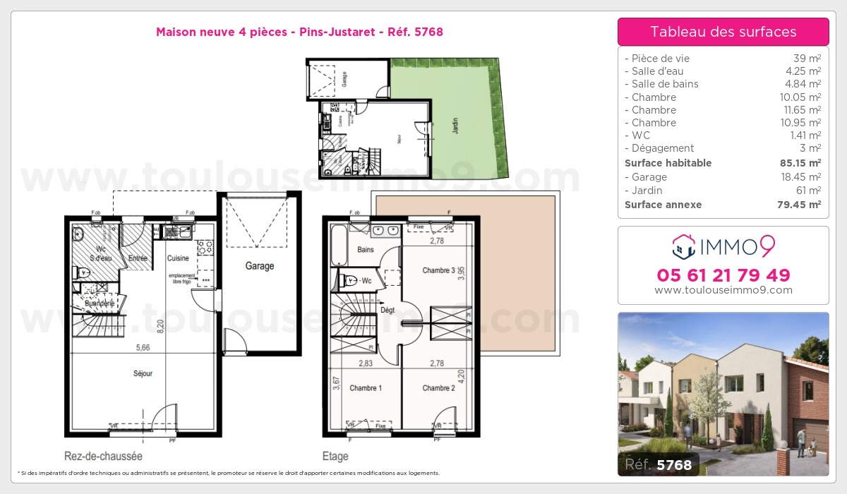 Plan et surfaces, Programme neuf Pins-Justaret Référence n° 5768