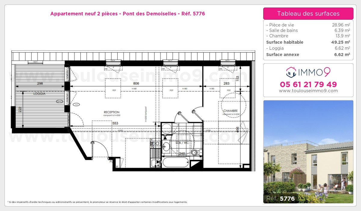 Plan et surfaces, Programme neuf Toulouse : Pont des Demoiselles Référence n° 5776