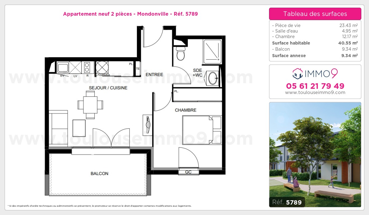 Plan et surfaces, Programme neuf Mondonville Référence n° 5789