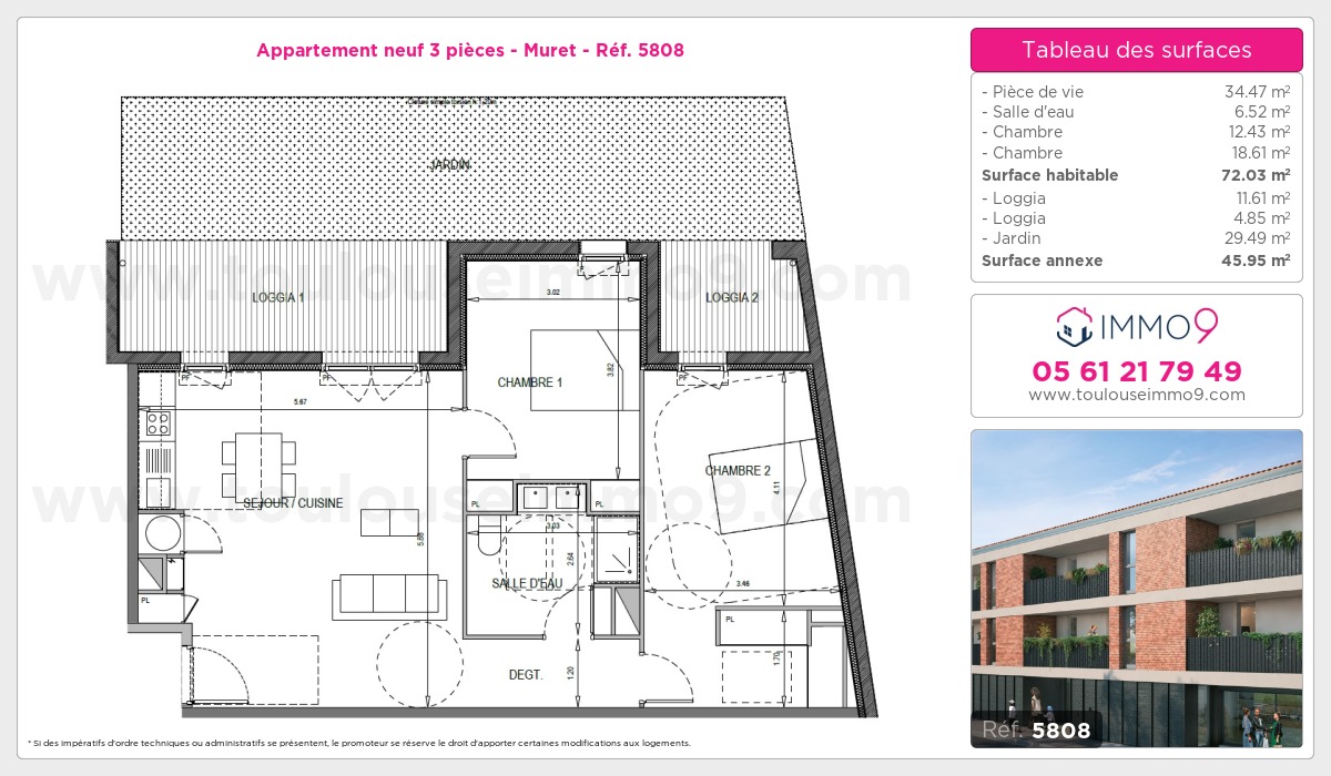 Plan et surfaces, Programme neuf Muret Référence n° 5808