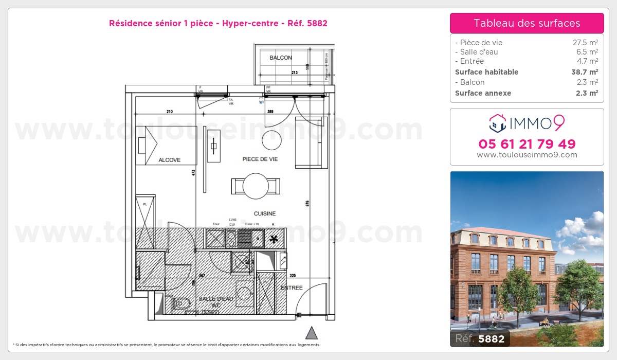 Plan et surfaces, Programme neuf Toulouse : Hyper-centre Référence n° 5882