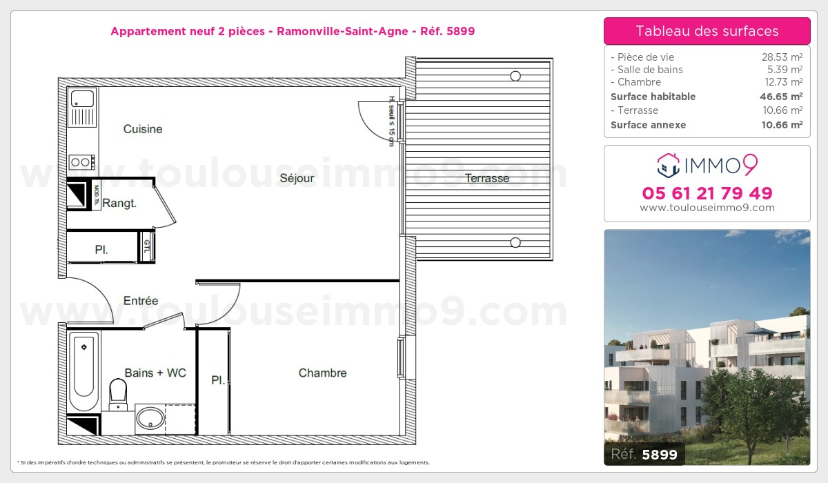 Plan et surfaces, Programme neuf Ramonville-Saint-Agne Référence n° 5899