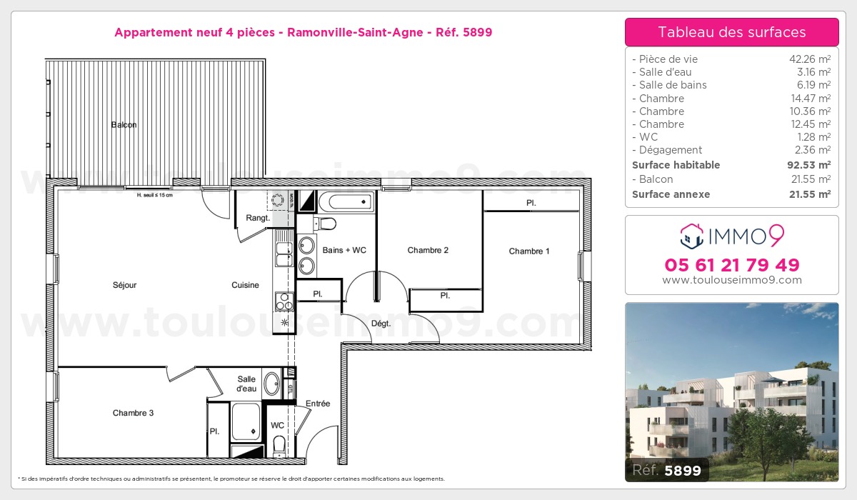 Plan et surfaces, Programme neuf Ramonville-Saint-Agne Référence n° 5899