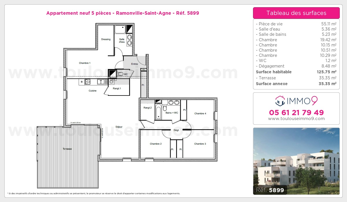 Plan et surfaces, Programme neuf Ramonville-Saint-Agne Référence n° 5899