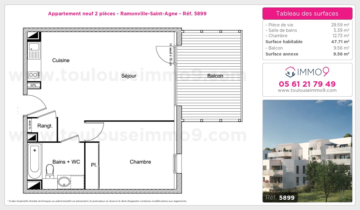 Plan et surfaces, Programme neuf Ramonville-Saint-Agne Référence n° 5899