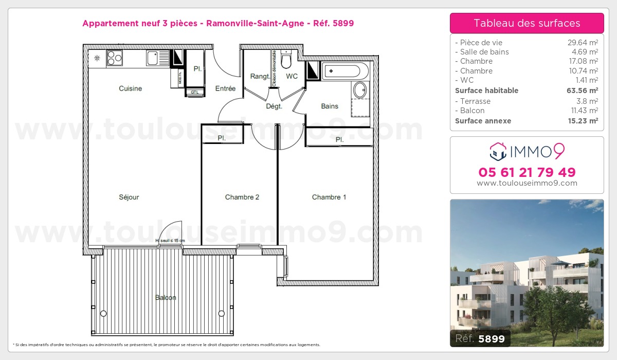 Plan et surfaces, Programme neuf Ramonville-Saint-Agne Référence n° 5899