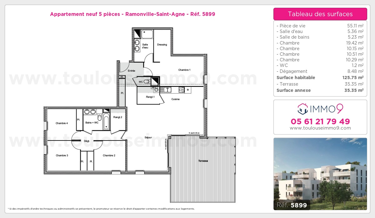 Plan et surfaces, Programme neuf Ramonville-Saint-Agne Référence n° 5899