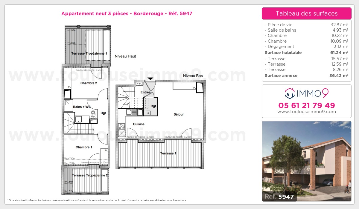 Plan et surfaces, Programme neuf Toulouse : Borderouge Référence n° 5947