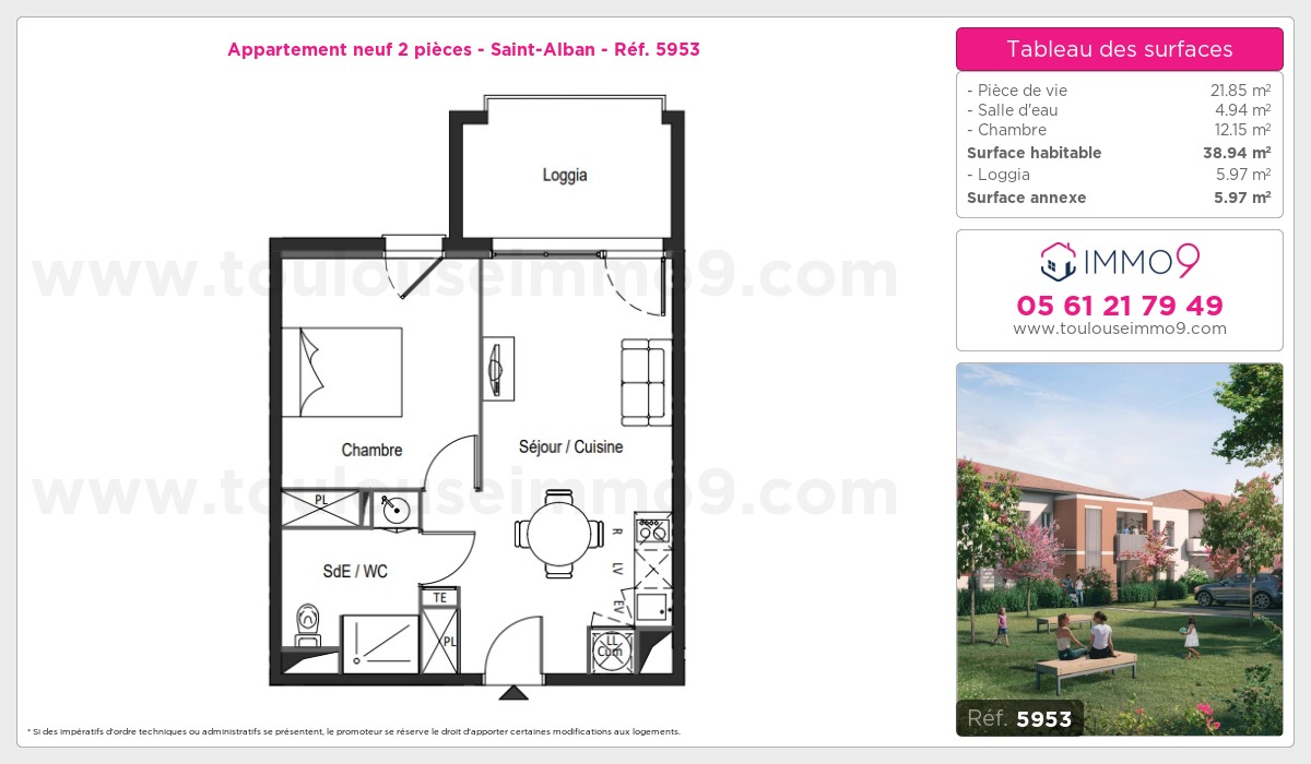 Plan et surfaces, Programme neuf Saint-Alban Référence n° 5953