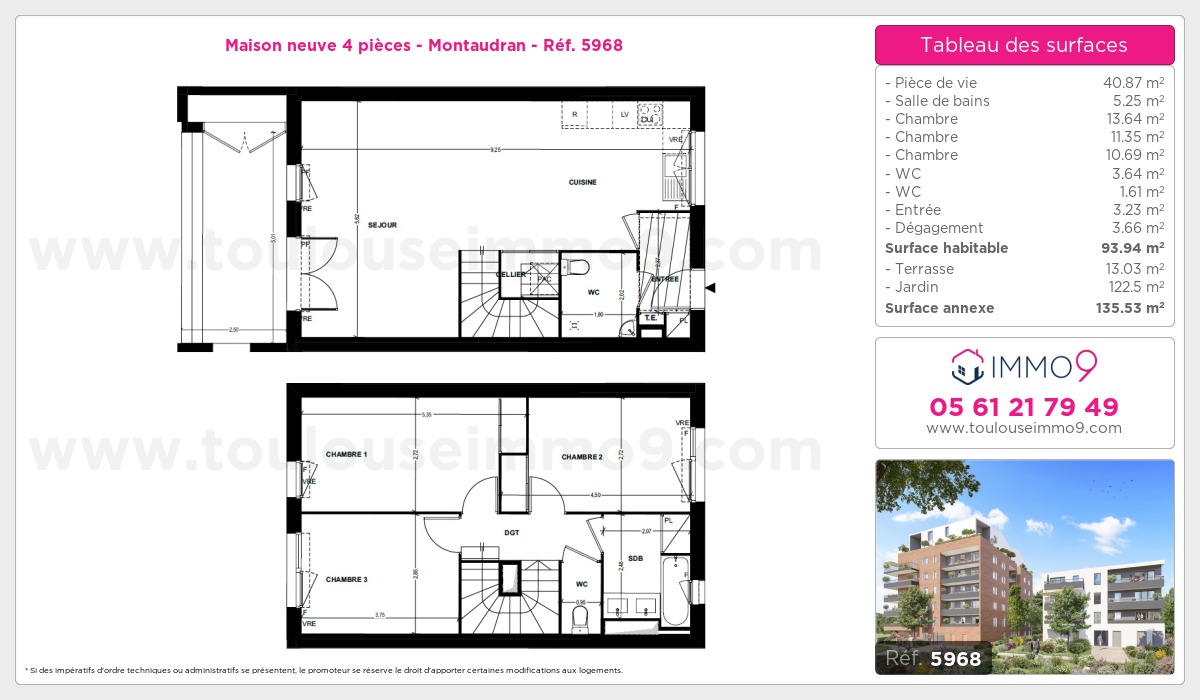 Plan et surfaces, Programme neuf Toulouse : Montaudran Référence n° 5968
