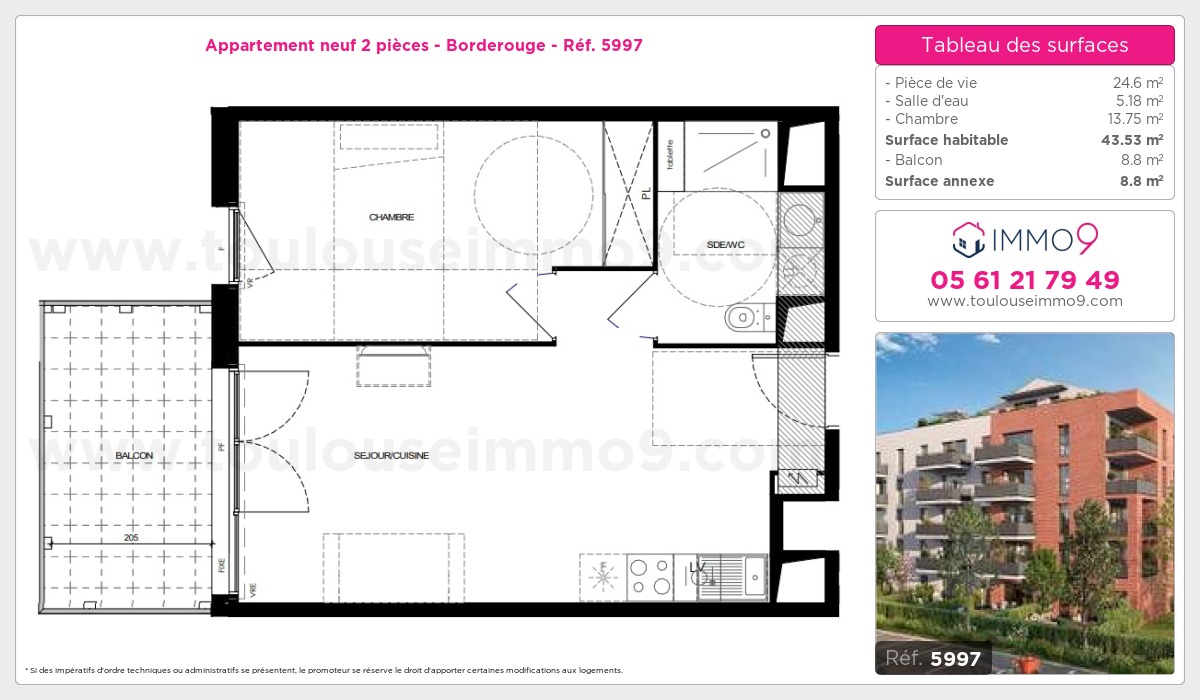 Plan et surfaces, Programme neuf Toulouse : Borderouge Référence n° 5997