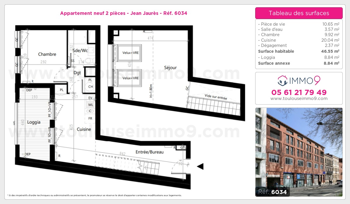 Plan et surfaces, Programme neuf Toulouse : Jean Jaurès Référence n° 6034